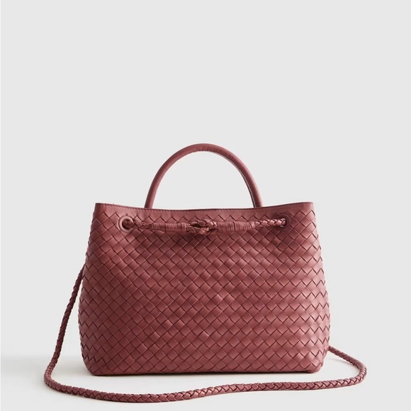 Quince Woven Leather Shoulder Bag - Mauve - Picture 2 of 9